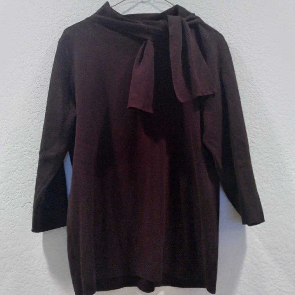 Liz Claiborne Black Tie Neck Sweater Size M
